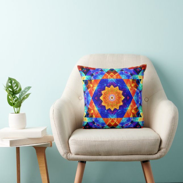 Vibrant Abstract Geometrics Colourful Pattern Throw Pillow (Chair)