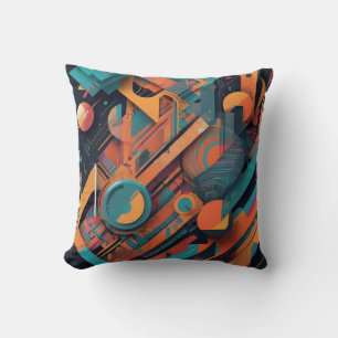 Vibrant Abstract Geometry – Bold Graphic Art with  Throw Pillow