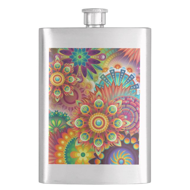 Vibrant Abstract Hip Flask (Front)