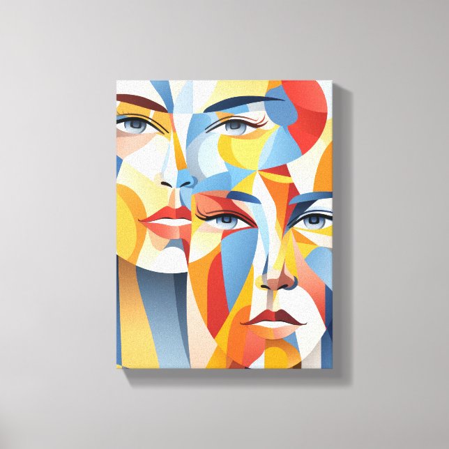 Vibrant abstract human face canvas print (Front)