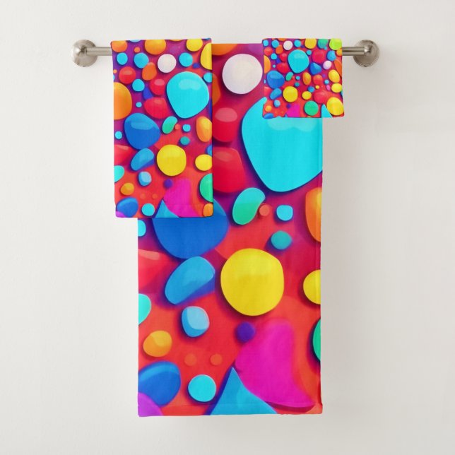 Vibrant Abstract Kaleidoscope Bath Towel Set (Insitu)