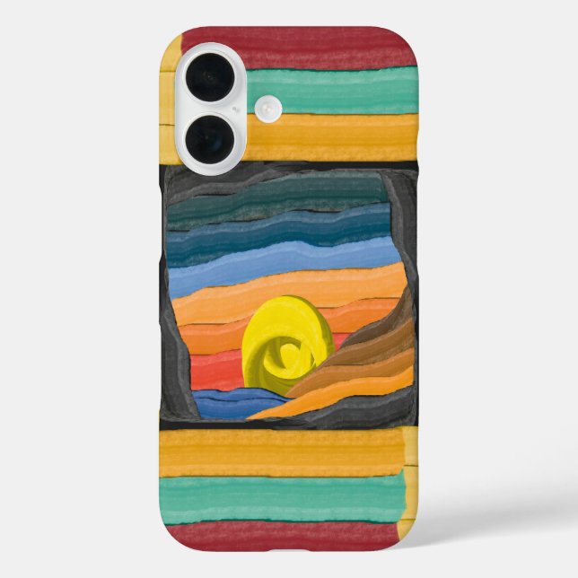 Vibrant Abstract Landscape with Yellow Spiral Case-Mate iPhone Case (Back)