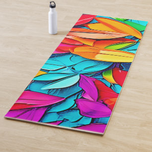 Vibrant Abstract Leaf Art Yoga Mat