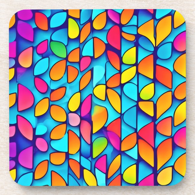 Vibrant Abstract Leaf Burst Coaster (Front)