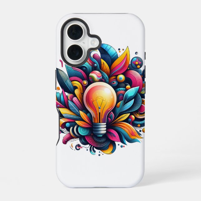 Vibrant Abstract Light Bulb Explosion iPhone 16 Case (Back)