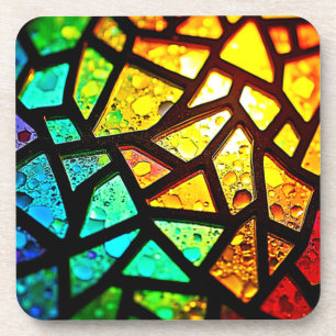 Vibrant Abstract Light Mosaic Design Coaster