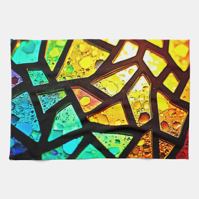 Vibrant Abstract Light Mosaic Design Kitchen Towel (Horizontal)