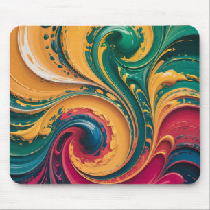 Vibrant Abstract Liquid Swirl Art Mouse Pad