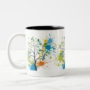 Vibrant Abstract Nature Art for Modern Style Two-Tone Coffee Mug