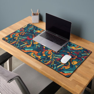 Vibrant Abstract Oceanic Currents Desk Mat