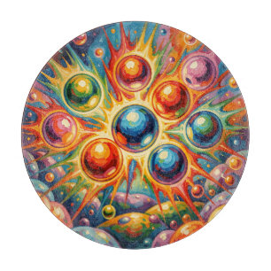 Vibrant Abstract Orbs Radiant Fluid Cutting Board
