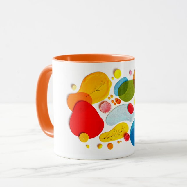 Vibrant Abstract Organic Shapes Pop Art Collage Mug (Front Left)