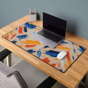Vibrant Abstract Paint Brush Stroke Desk Mat