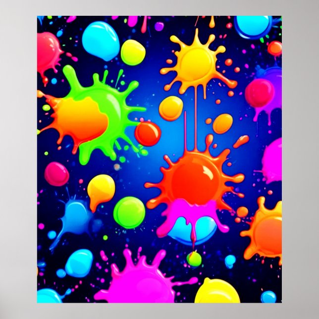 Vibrant Abstract Paint Explosion Poster (Front)