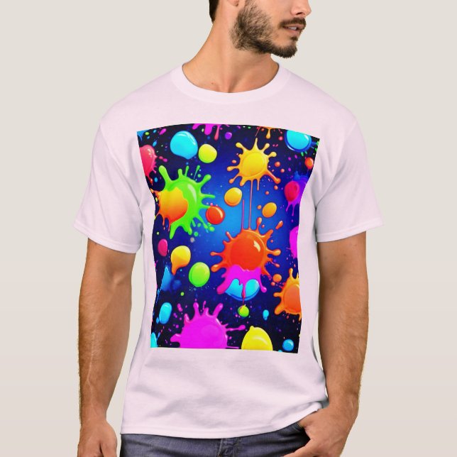 Vibrant Abstract Paint Explosion T-Shirt (Front)