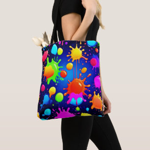 Vibrant Abstract Paint Explosion Tote Bag