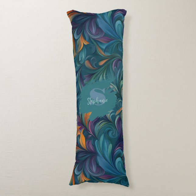 Vibrant Abstract Paisley-Inspired Pattern (2) Body Pillow (Front Vertical)