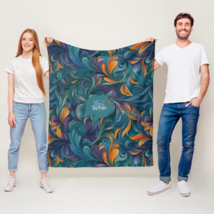 Vibrant Abstract Paisley-Inspired Pattern (2) Fleece Blanket