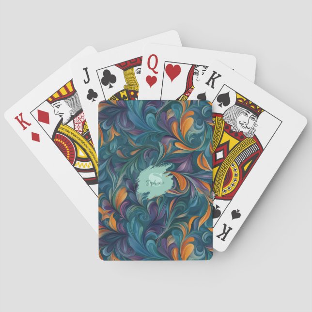Vibrant Abstract Paisley-Inspired Pattern (2) Playing Cards (Back)