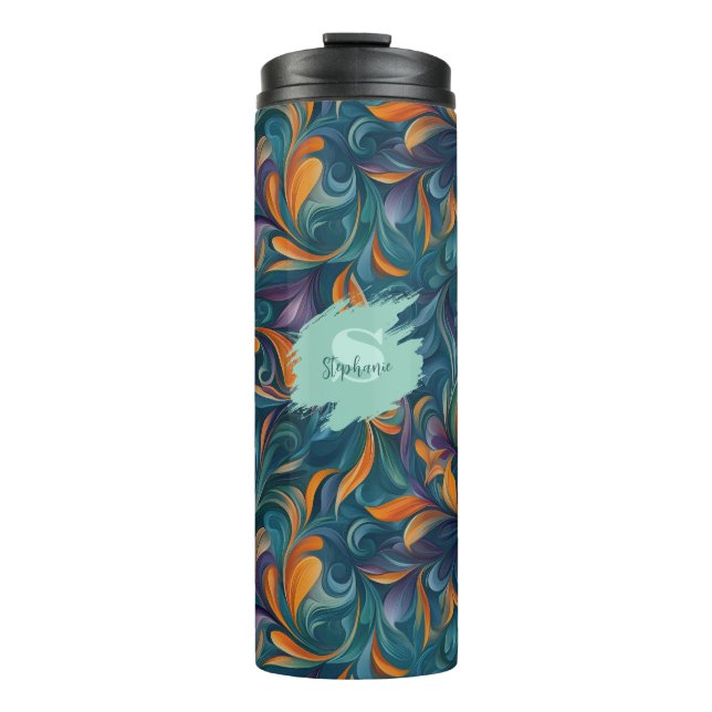 Vibrant Abstract Paisley-Inspired Pattern (2) Thermal Tumbler (Front)