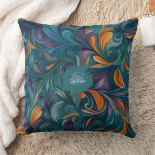 Vibrant Abstract Paisley-Inspired Pattern (2) Throw Pillow