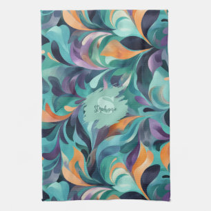 Vibrant Abstract Paisley-Inspired Pattern Kitchen Towel