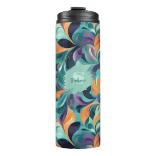 Vibrant Abstract Paisley-Inspired Pattern Thermal Tumbler