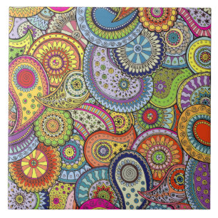 Vibrant Abstract Paisley Pattern Tile