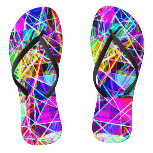 Vibrant Abstract Pattern Design Flip Flops
