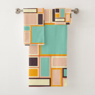 Vibrant abstract pattern with rectangles bath towel set