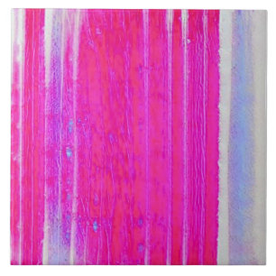 Vibrant Abstract Pink and Purple Stripes Art Tile