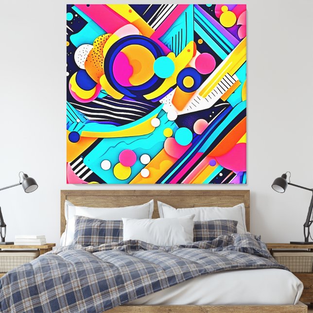 Vibrant Abstract Pop Art Canvas Print (Insitu(Bedroom))