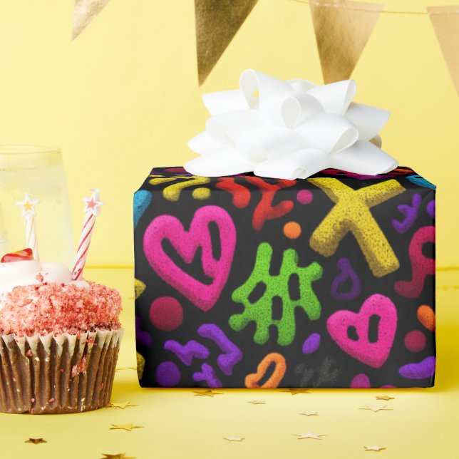 Vibrant Abstract Pop Art Seamless Pattern Wrapping Paper (Birthday Party)