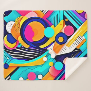 Vibrant Abstract Pop Art Sherpa Blanket