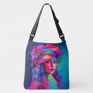 Vibrant Abstract Portrait Crossbody Bag