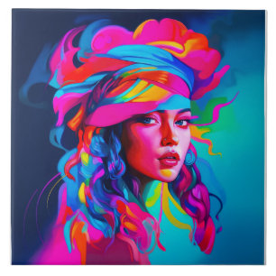 Vibrant Abstract Portrait Tile