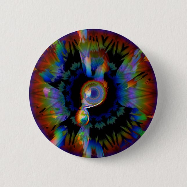 Vibrant Abstract Rainbow Eye Button (Front)
