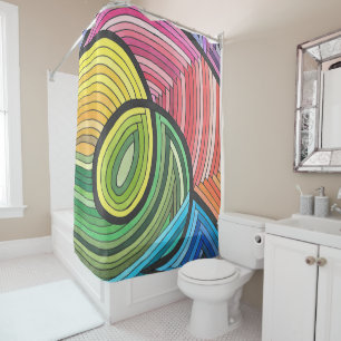 Vibrant Abstract Rainbow Swirl with Layered Lines