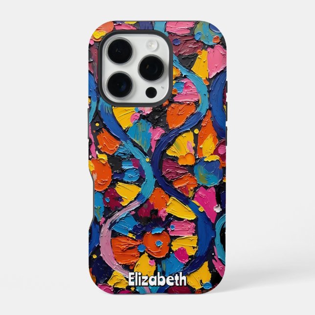 Vibrant Abstract Ribbons iPhone Case (Back)