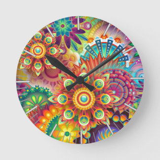 Vibrant Abstract Round Clock