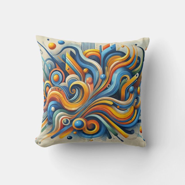 Vibrant Abstract Swirl Throw Pillow (Front)