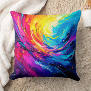 Vibrant Abstract Swirl Throw Pillow