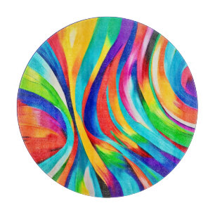 Vibrant Abstract Swirling Colour Art Cutting Board