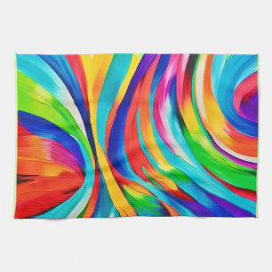 Vibrant Abstract Swirling Colour Art Kitchen Towel