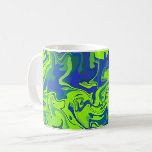 Vibrant Abstract Swirls in Green and Blue Coffee Mug