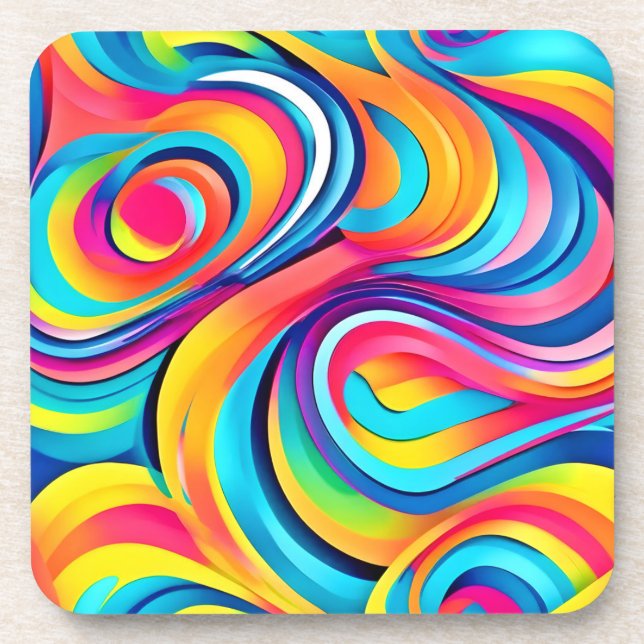 Vibrant Abstract Swirls of Colour Coaster (Front)
