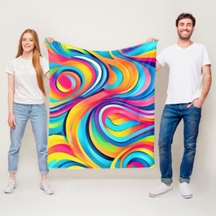 Vibrant Abstract Swirls of Colour Fleece Blanket