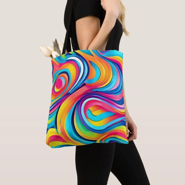 Vibrant Abstract Swirls of Colour Tote Bag (Close Up)