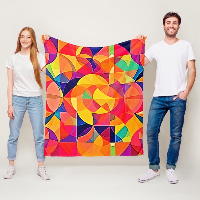 Vibrant Abstract Symmetry Art Fleece Blanket (In Situ)