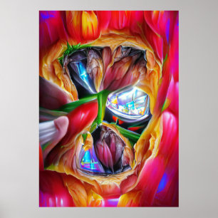 Vibrant Abstract Tulip Reflections Poster